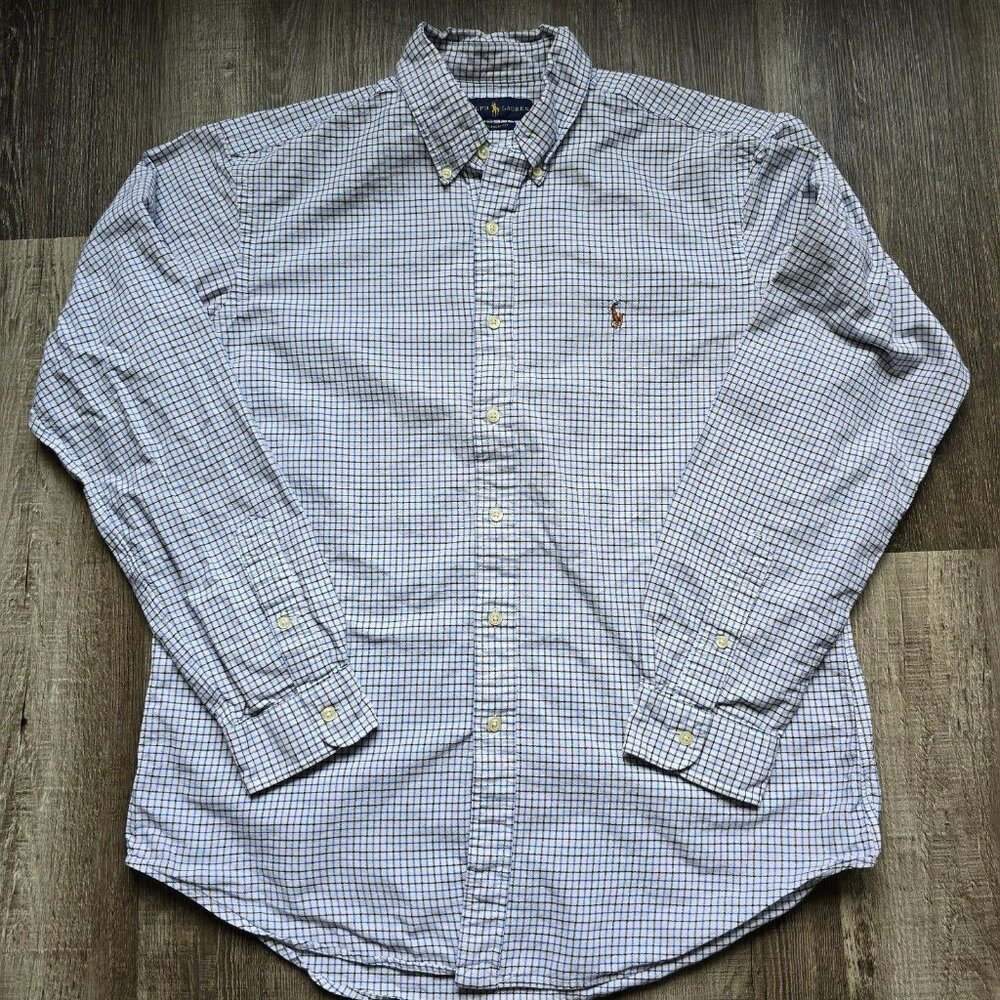 Ralph Lauren Shirt Mens Large Classic Button Down Plaid Light Academia Preppy
